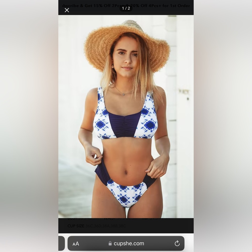 Blue Abstract Tie-Dye Print Bikini